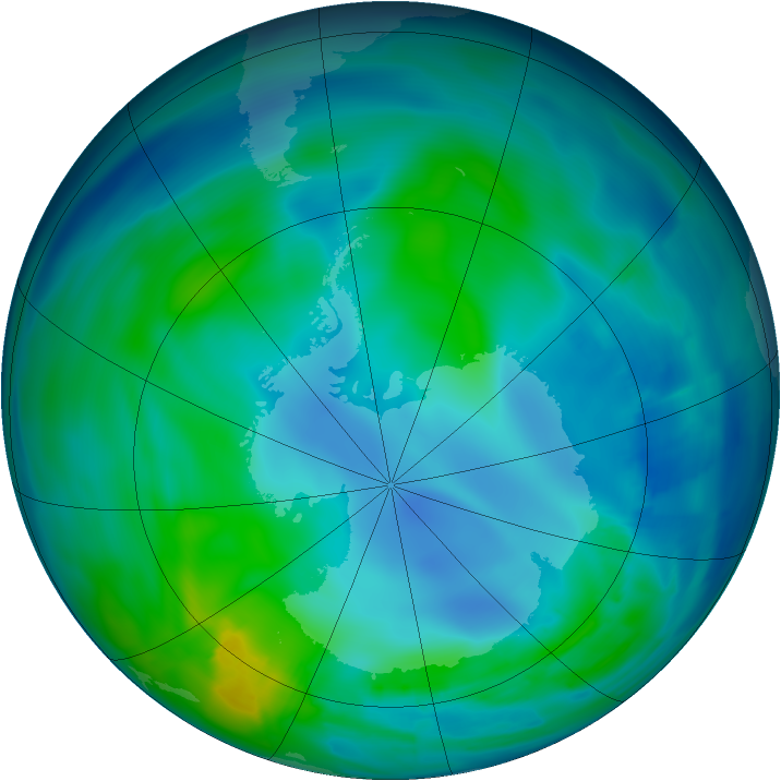 Antarctic ozone map for 07 May 2009